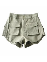 Casual Solid Loose Pockets Shorts Bottoms