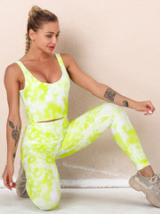 Tie-Dyed Top Bra&Legging Fitness Suits