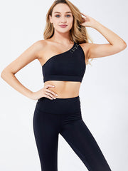 Oblique Shoulder Bandage Strapless Mdriff Baring Gym Suits