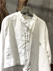 Solid Color Cotton And Linen Shirt