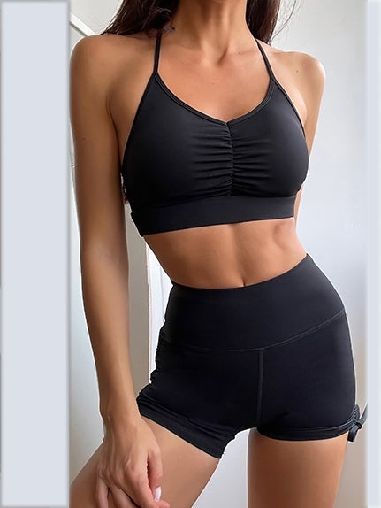 Shaping Drawstring Bra&Shorts Sport Suits