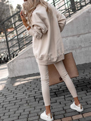 Round Neck Irregular Drop Shoulder Sweatshirt Set