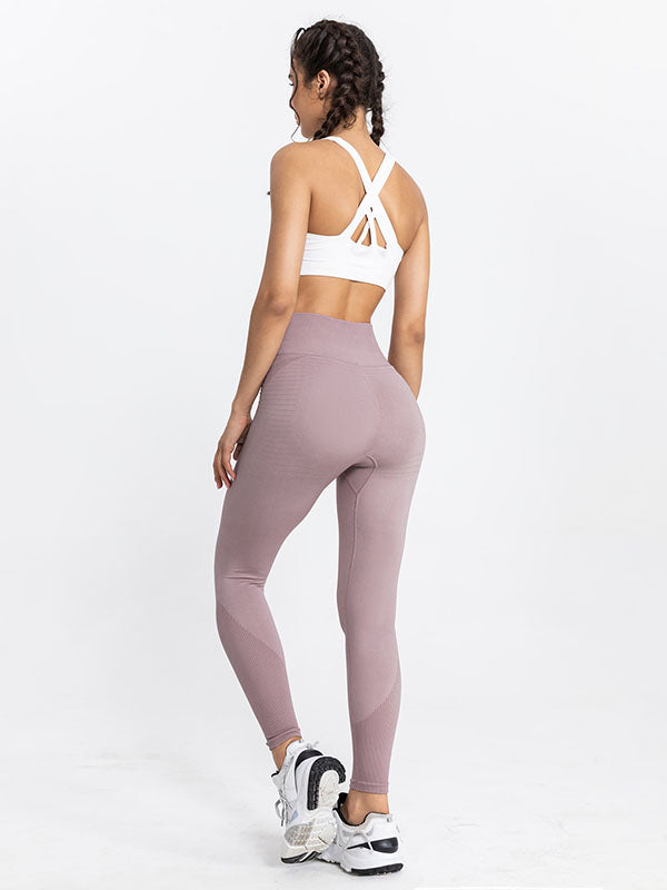 Skinny Wrap Yoga Bottoms High-Waisted Solid Color Leggings