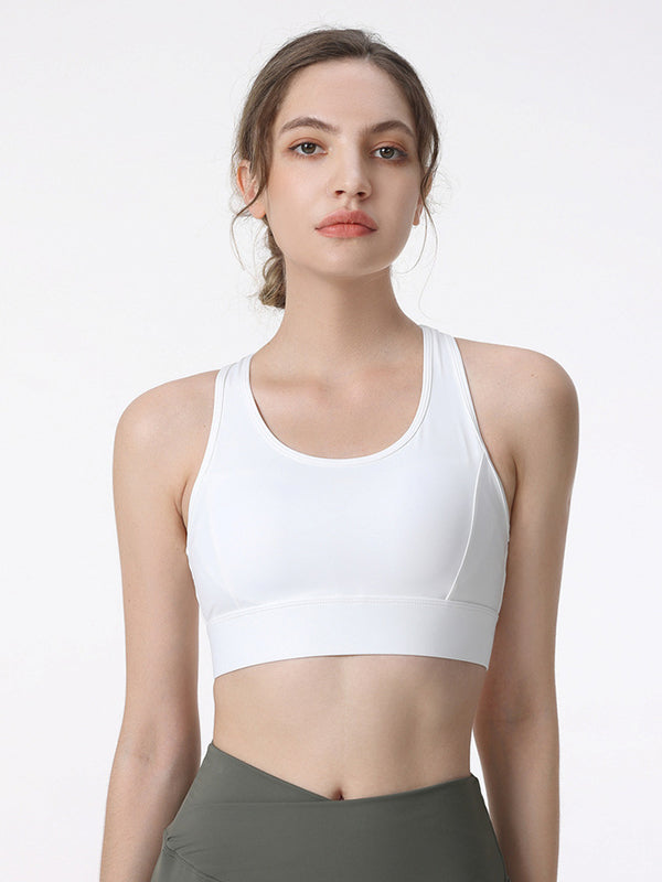 Wrap Hollow Solid Color Spaghetti-Neck Sports Bra