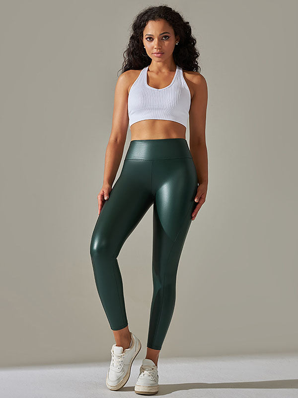 Skinny Leg High-Waisted Solid Color Ninth Pants