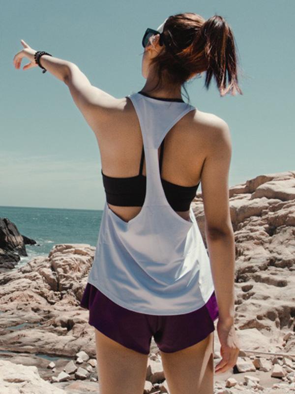 Wrap Solid Color Back Cross Quick Dry Sports Tanks