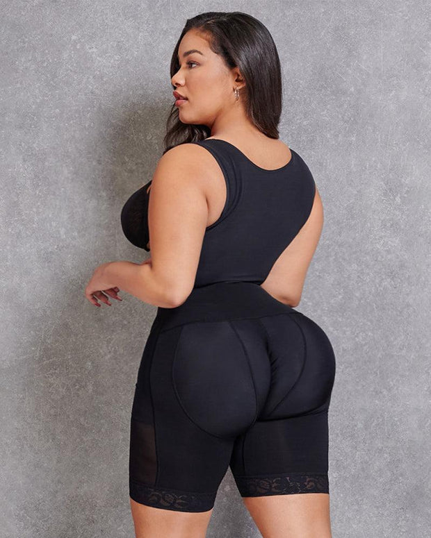 Plus Contrast Mesh Shapewear Bodysuit