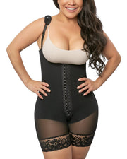 Postpartum Tummy Control Faja Adjustable Straps Shapewear Post Liposuction Bodysuit With Hook-Eye