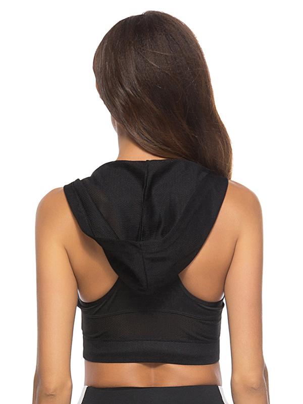 Sexy Wrap Solid Hooded Sports Bra