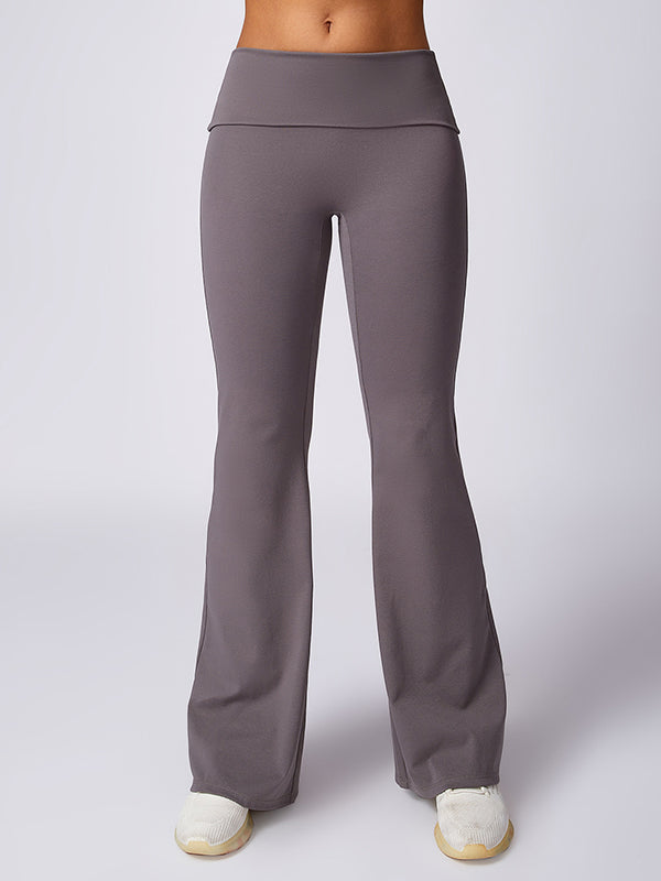 Flared Pants High-Waisted Solid Color Yoga Pants