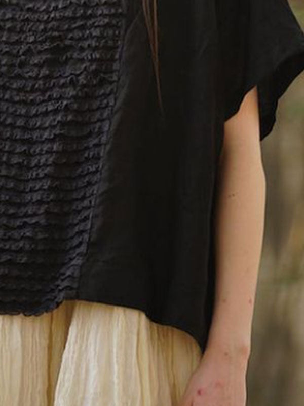 Casual Pleated Linen Women's Short Sleeve