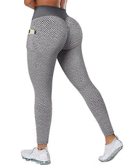 High-Waisted Pocket Hip Lift Solid Color Fitness Yoga Leggings