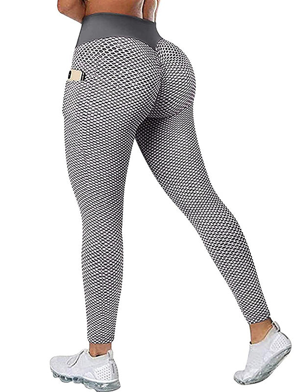 High-Waisted Pocket Hip Lift Solid Color Fitness Yoga Leggings