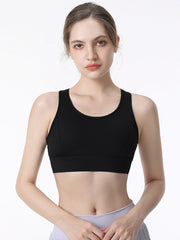 Wrap Hollow Solid Color Spaghetti-Neck Sports Bra