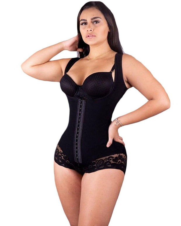 Women Bodysuit Open Bust Tummy Control Shapewear Slimming Fajas Lace Body Shaper