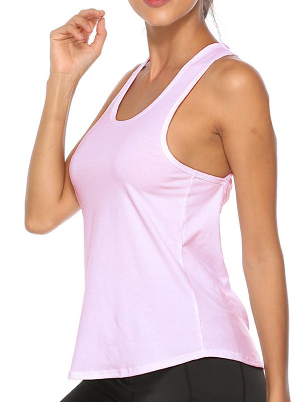 Loose Solid Color Back Hollow Sports Tanks