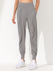 Loose High-Waisted Pockets Solid Color Athletic Pants