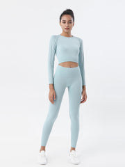 Solid Color Long Sleeves Tees&Leggings Yoga Suits