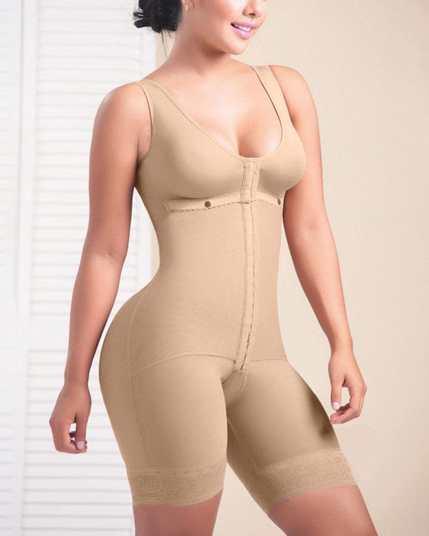 Women Bodysuit Front Closure Adjustable Tummy Control Shapewear Slimming Fajas Lace Body Shaper