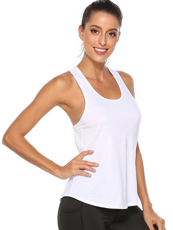 Loose Solid Color Back Hollow Sports Tanks