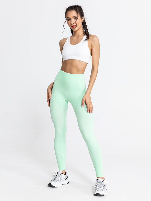 Skinny Wrap Yoga Bottoms High-Waisted Solid Color Leggings