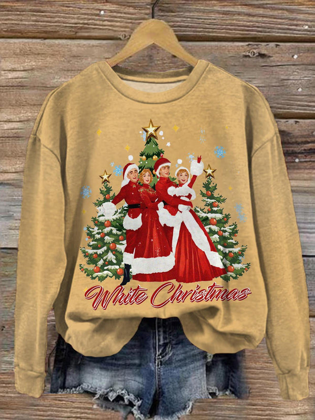 White Christmas Crew Neck Casual Sweatshirt